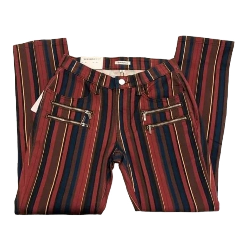 WeWoreWhat Rocker Low Rise Striped Cropped Jeans Punk - Picture 3 of 10